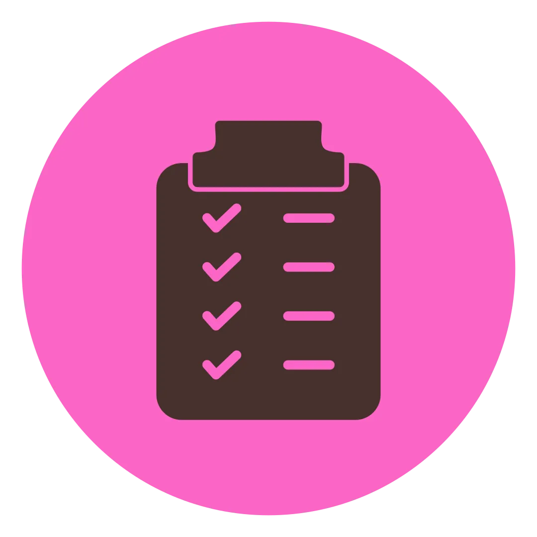 Ícone de checklist simbolizando lista de exames, acompanhamento e organização médica