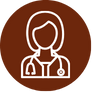Ícone representando médica especialista em tratamento para dislipidemia e acompanhamento clínico personalizado.